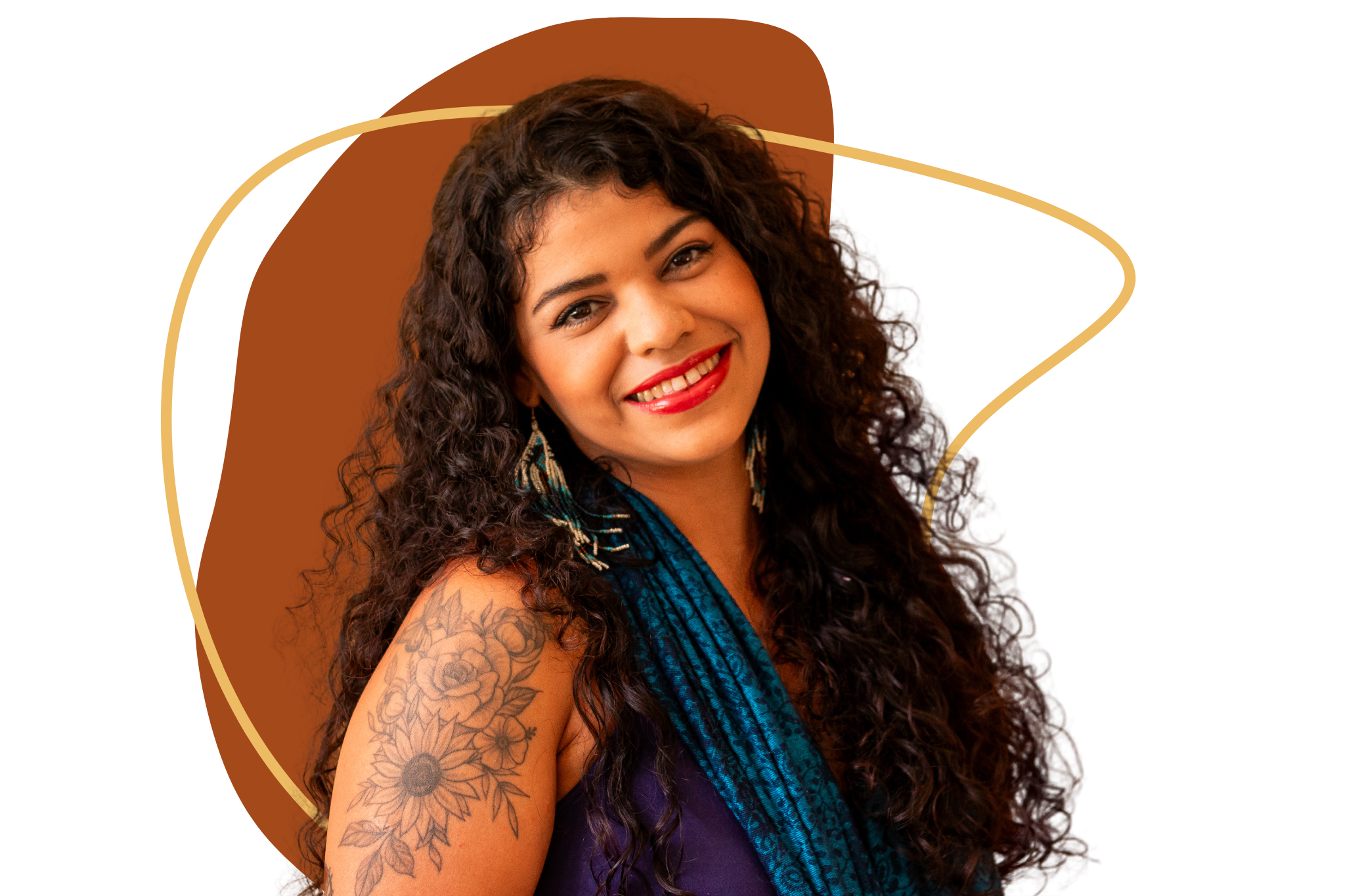 Foto de Josiane, psicóloga clínica, em um ambiente acolhedor, representando sua dedicação à saúde mental e ao cuidado humanizado.